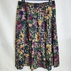 Vtg‎ Liberty Plus All Wool Floral Pleated Skirt, Made in London, Size Medium 27"